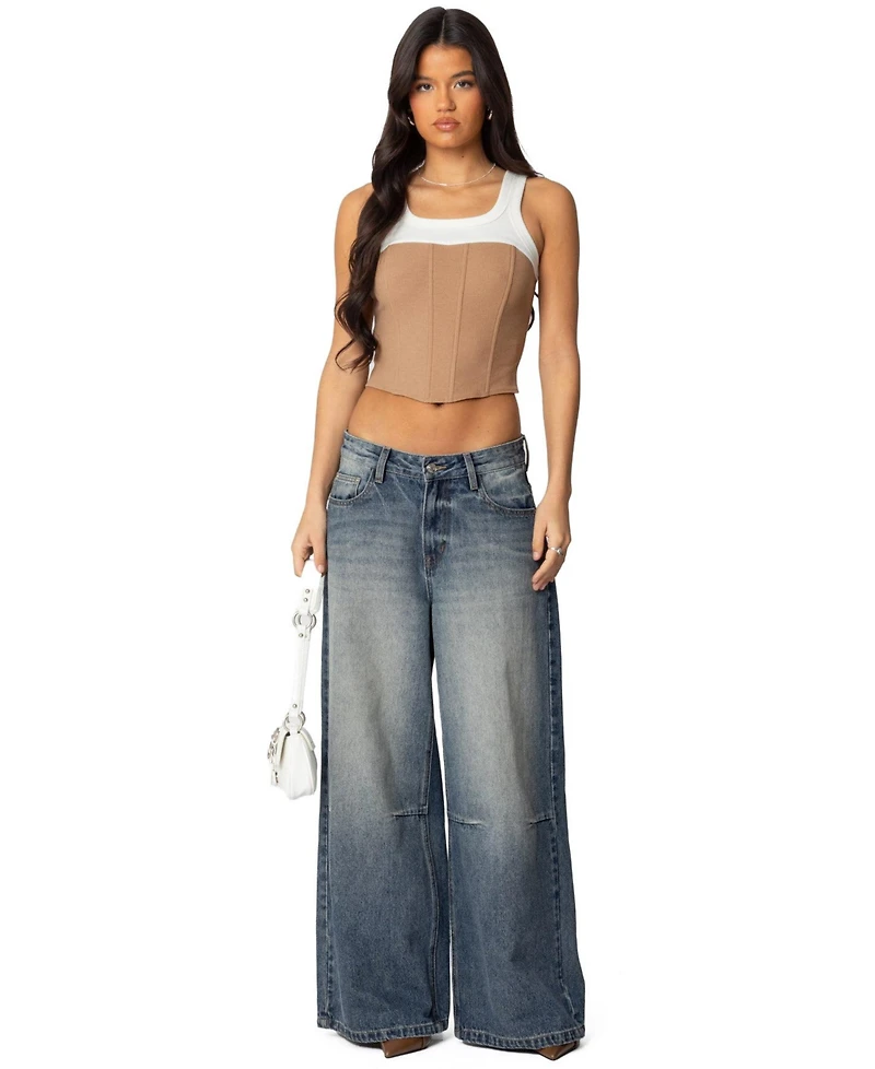 Edikted Womens Ila Contrast Layered Corset