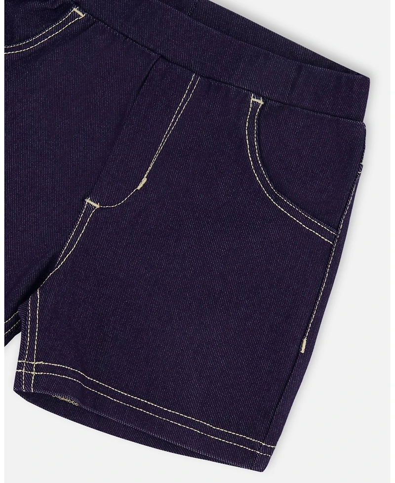 Deux par Deux Baby Girls Jegging Shorts Dark Denim Blue