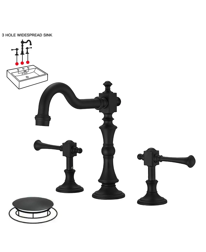 8 in. Widespread Double Handle 3 Hole Bathroom Faucet