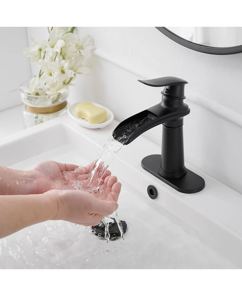 Waterfall Single Hole Single Handle Bathroom Vanity Sink Faucet