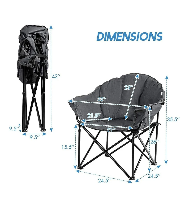 Folding Camping Moon Padded Chair with Carrying Bag