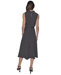 Karl Lagerfeld Paris Women's Printed Mock-Neck Midi Dress