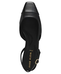 Anne Klein Women's Nia Block Heel Cap Toe Slingback Flats