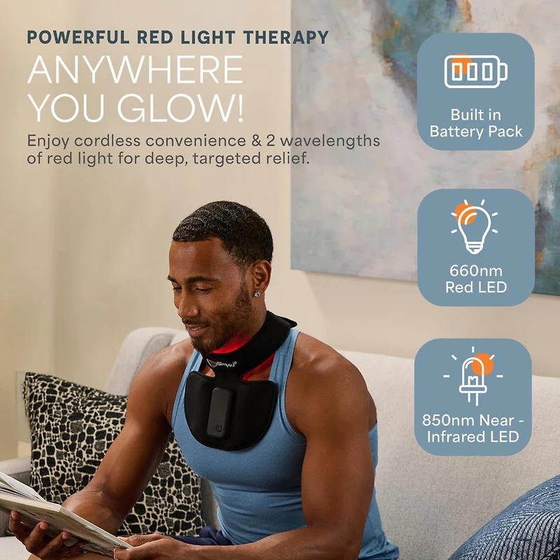 LifePro Compact Red Light Therapy Device for Neck - Rechargeable & Portable Near Infrared Therapy with Multiple Settings