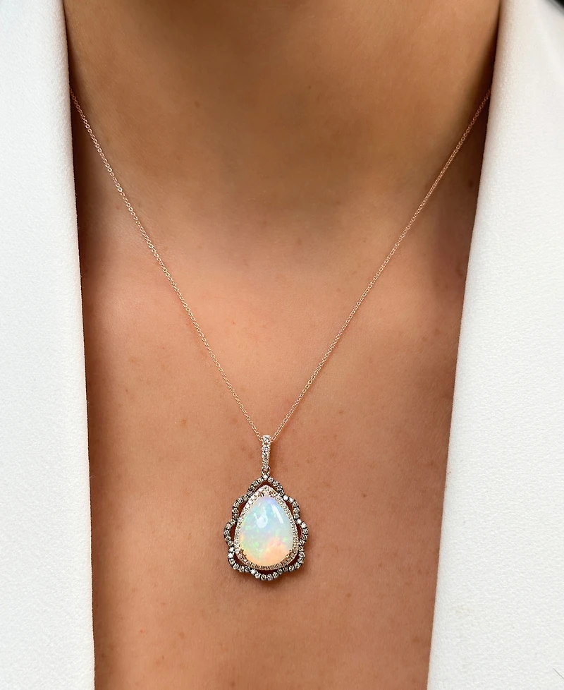 Le Vian Neopolitan Opal (3-1/2 ct. t.w.), Nude Diamond (1/4 t.w.) & Chocolate (1/3 Pendant 20" Necklace 14k Strawberry Gold