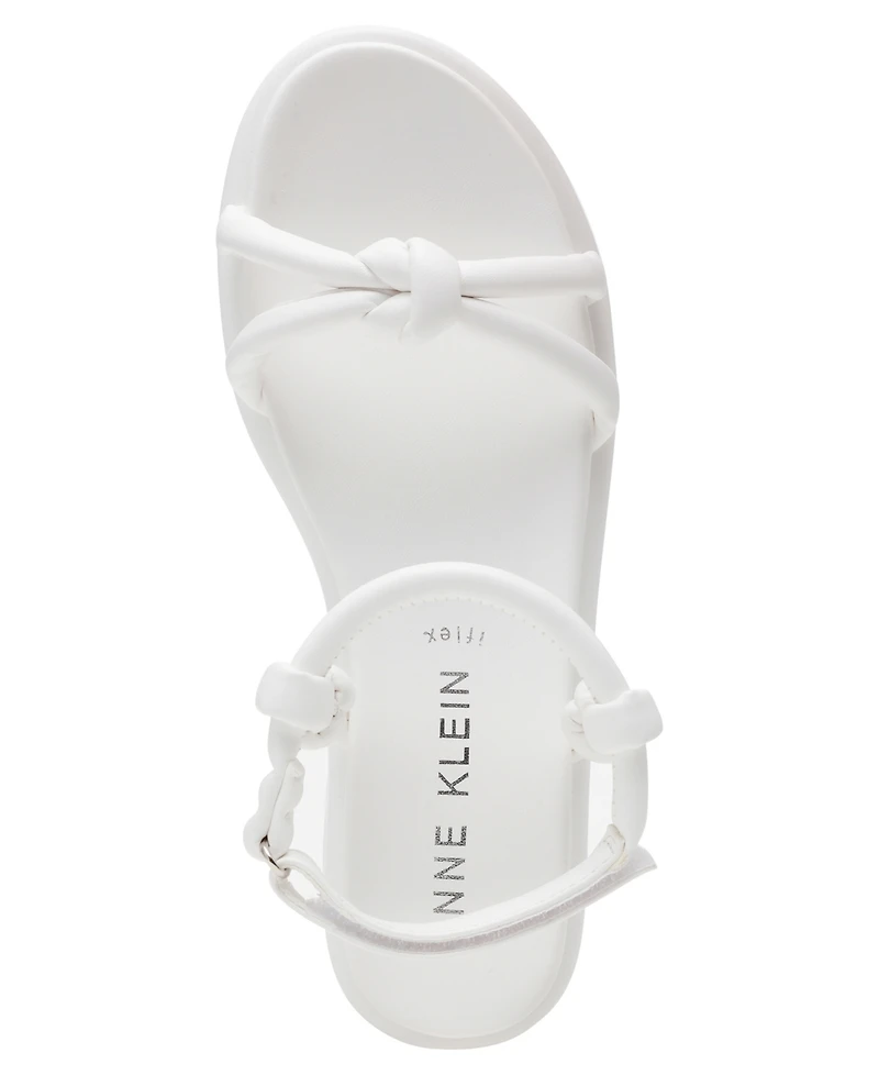 Anne Klein Women's Elisabeth Ankle Strap Footbed Flat Sandals