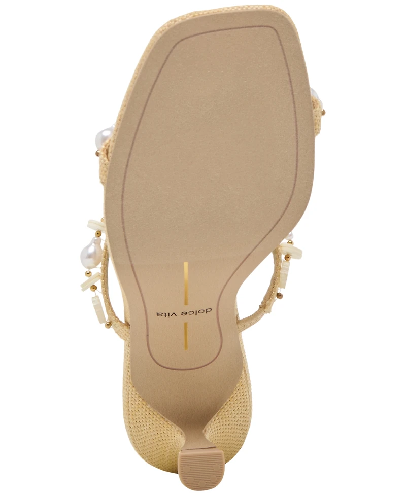 Dolce Vita Women's Grason Beaded Double-Band Kitten-Heel Dress Sandals