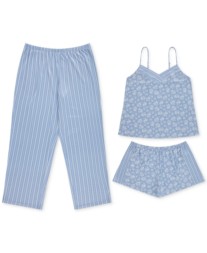 Flora by Nikrooz Women's Amari 3-Pc. Cami, Shorts & Capris Pajama Set