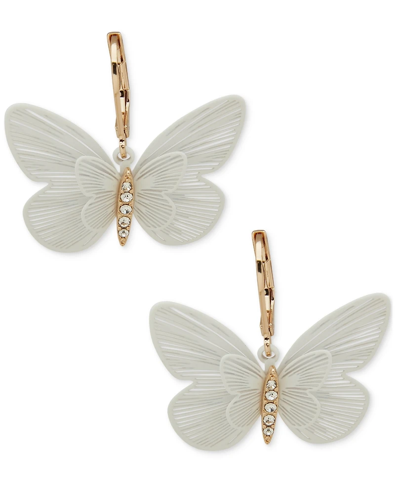 lonna & lilly Gold-Tone Pave Butterfly Drop Earrings
