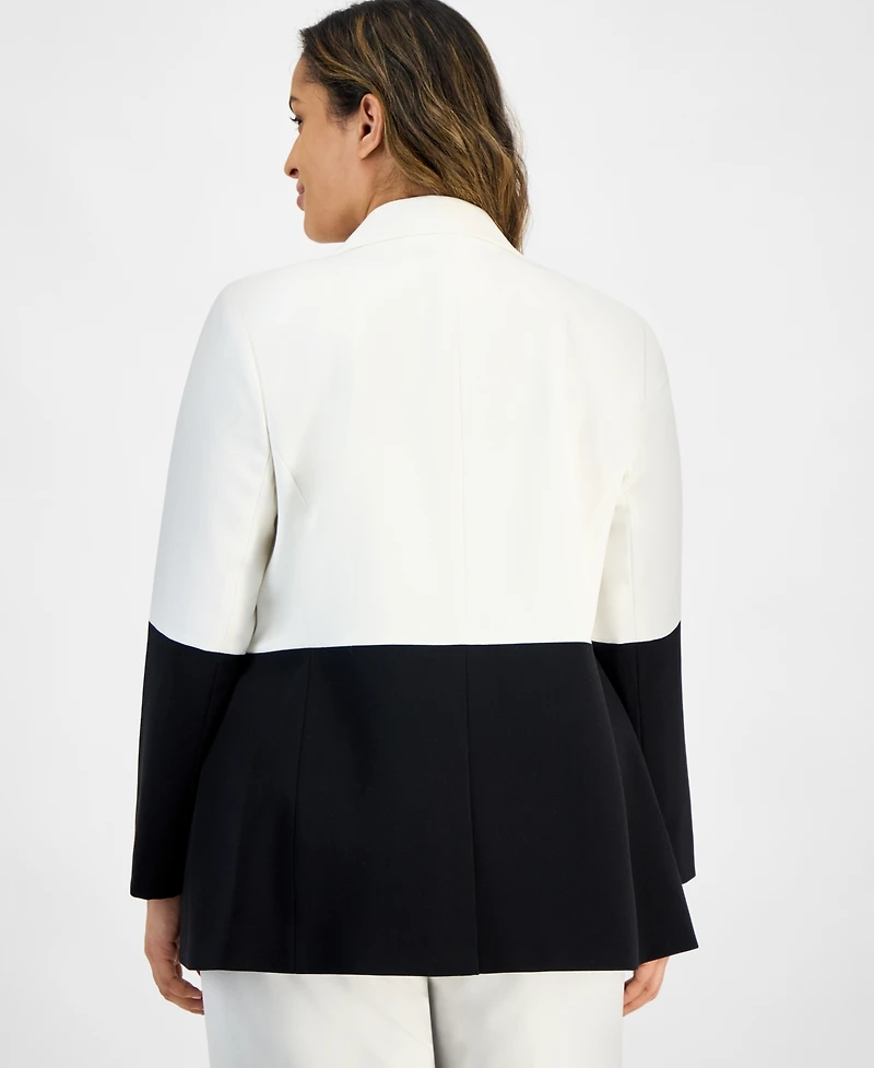 Tahari Asl Plus Colorblocked Button Blazer