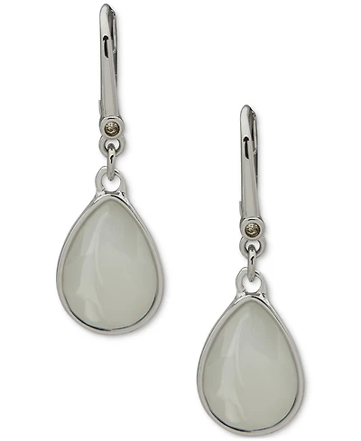 Dkny Faceted Glass Stone Teardrop Leverback Drop Earrings