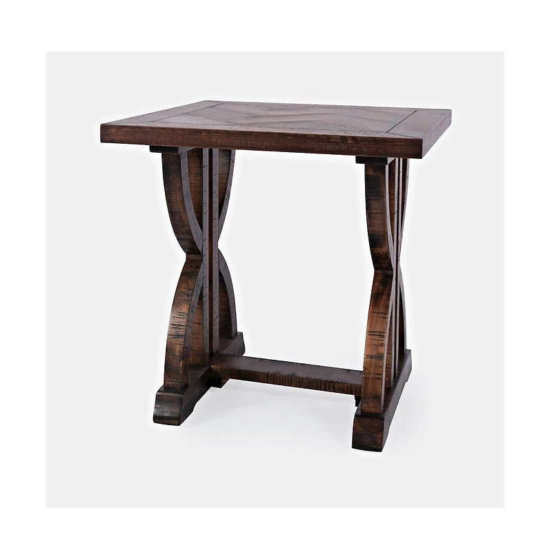 Fairview Transitional Herringbone Distressed Acacia End Table