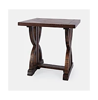 Fairview Transitional Herringbone Distressed Acacia End Table