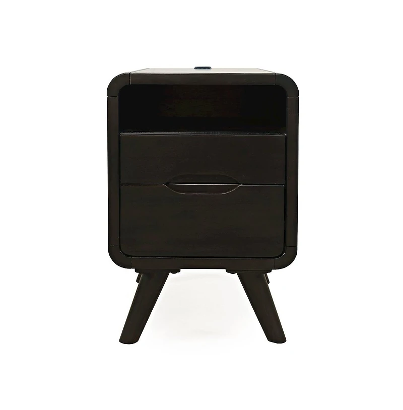 Marlowe Mid-Century Modern Usb Charging Curved Chairside End Table