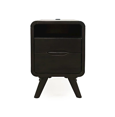 Marlowe Mid-Century Modern Usb Charging Curved Chairside End Table