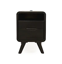 Marlowe Mid-Century Modern Usb Charging Curved Chairside End Table