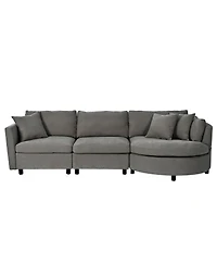 Three Indoor Cushioned Combination Sofas with Pillows and Curved Seat, for Living Room, Study Apartment