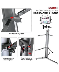 5 Core Keyboard Stand Z Style Sturdy Adjustable Electric Piano Riser Holder + Wheels