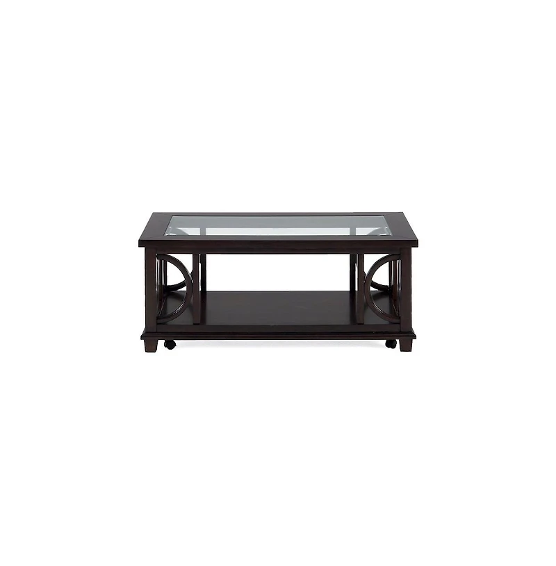 Panama Brown Contemporary Wood and Glass Coffee Table