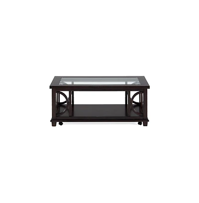 Panama Brown Contemporary Wood and Glass Coffee Table