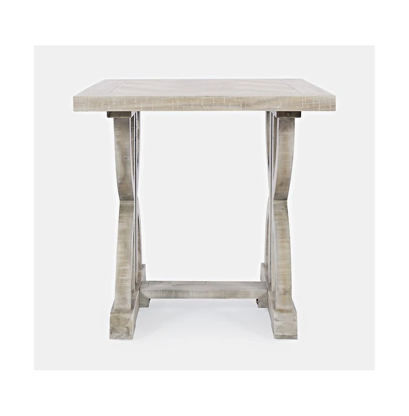 Fairview Transitional Herringbone Distressed Acacia End Table