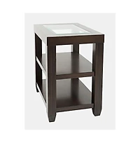 Urban Icon Contemporary Glass Inlay Chair Side End Table with Storage
