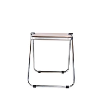 Rectangular Folding Side Table in Chrome Finish with Plastic Tabletop