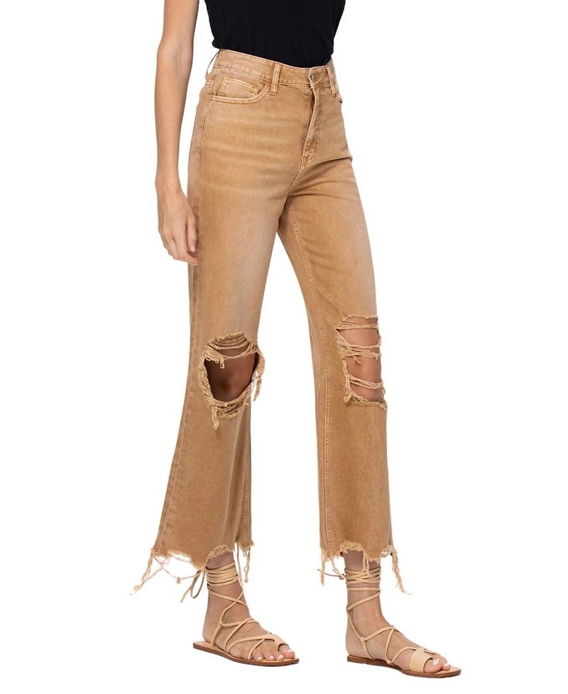 Vervet Women's Super High Rise 90's Vintage-like Cropped Flare Jeans