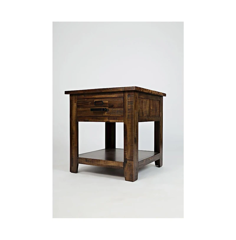 Cannon Valley Distressed Industrial End Table