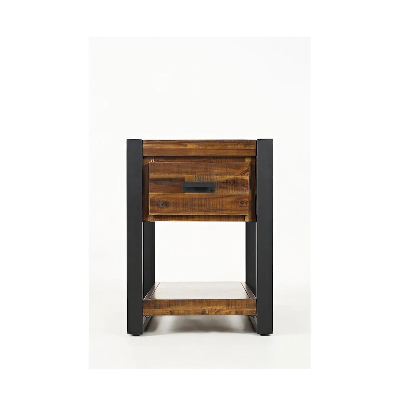 Loftworks Modern Industrial Distressed Acacia Chairside Table with Drawer