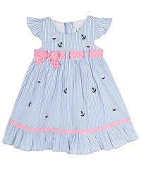 Rare Editions Baby Girls Nautical Seersucker Dress