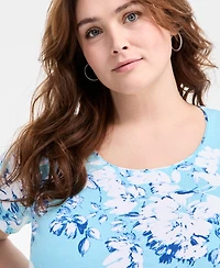 Style & Co Plus Printed Scoop-Neck Top