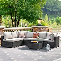 Xizzi 7-Piece Patio Furniture Outdoor Sofa Sets with New Wicker,Cushions and Coffee Table Suitable For patio, garden, backyard, yard balcony,Navy