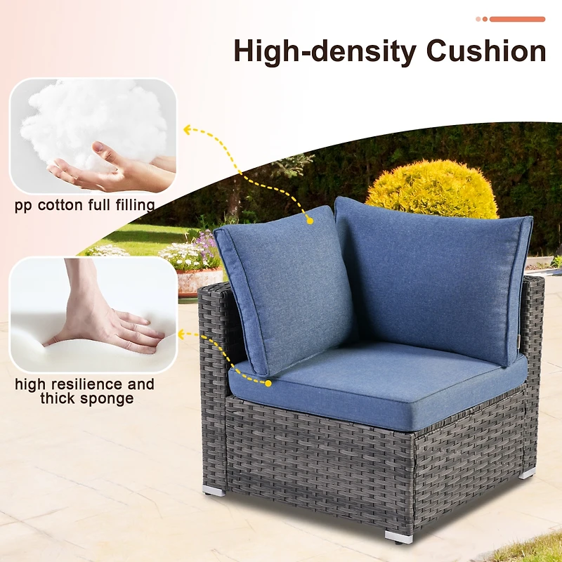 Xizzi 7-Piece Patio Furniture Outdoor Sofa Sets with New Wicker,Cushions and Coffee Table Suitable For patio, garden, backyard, yard balcony,Navy
