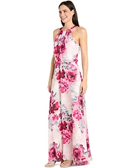 R & M Richards Petite Floral-Print High-Neck Blouson Dress