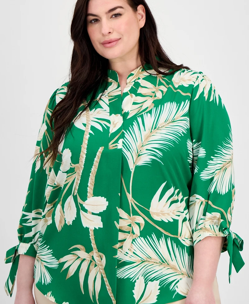 Anne Klein Plus Printed 3/4-Sleeve Top