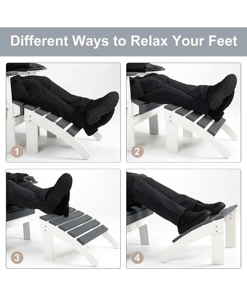 Aoodor Outdoor Adirondack Ottoman - Weather-Resistant Hdpe Patio Footrest for Ultimate Relaxation