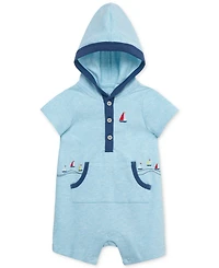 Little Me Baby Boys Breezy Cotton Hooded Romper