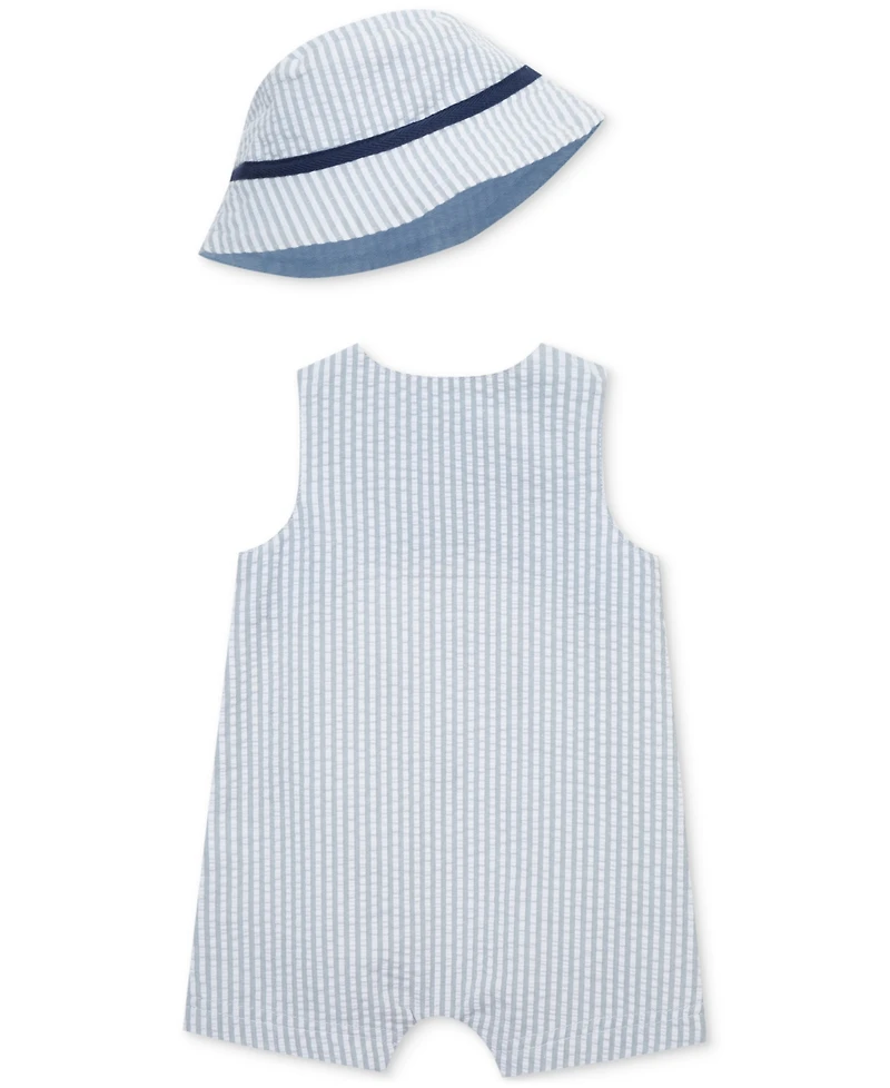 Little Me Baby Boys 2-Pc. Cotton Sunsuit & Bucket Hat Set
