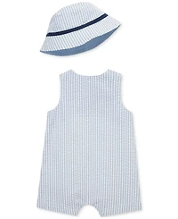 Little Me Baby Boys 2-Pc. Cotton Sunsuit & Bucket Hat Set