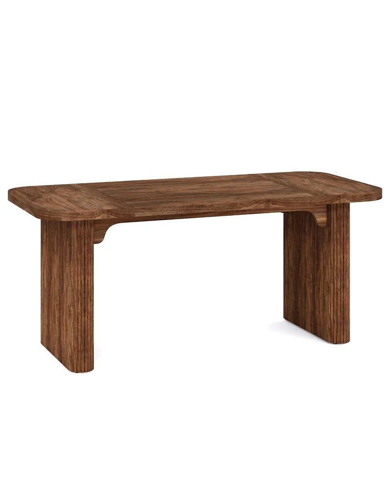 Tribesigns Farmhouse Dining Table for 4-6 People, 62-Inch Modern Kitchen with Double Robust Pedestal, Wooden Dinner Table(Only Table)