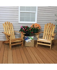 Outdoor Natural Fir Wood Rustic Lounge Backyard Patio Adirondack Chair - Light Charred Finish