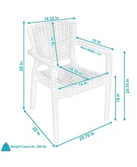 Faux Wicker Rattan Design Plastic All-Weather Commercial-Grade Segonia Indoor/Outdoor Patio Dining Arm Chair