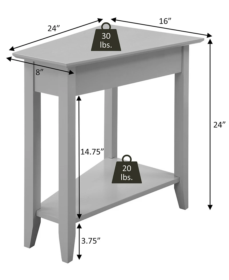Convenience Concepts 24" Rubber wood Ah Wedge End Table with Shelf