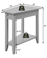 Convenience Concepts 24" Rubber wood Ah Wedge End Table with Shelf