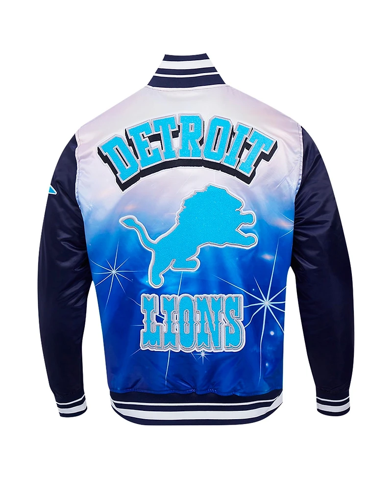 Pro Standard Men's Navy Detroit Lions Sublimated Satin Full-Snap Jacket