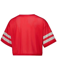ZooZatz Women's Scarlet Ohio State Buckeyes Mesh Cropped V-Neck T-Shirt