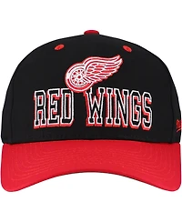 Mitchell & Ness Men's Black/Red Detroit Red Wings Backside Script Two-Tone Pro Crown Adjustable Hat
