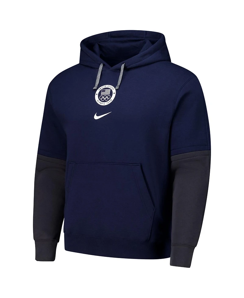 Nike Men's Navy Team Usa Club Color Block Pullover Hoodie