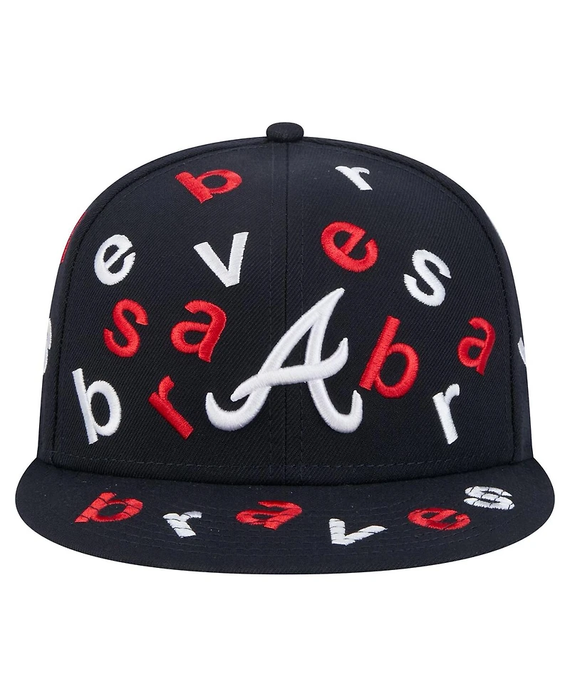 New Era Men's Navy Atlanta Braves Team Confetti 59FIFTY Fitted Hat